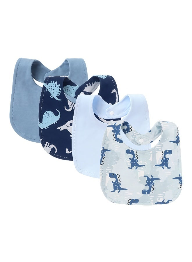 RooRound Baby Bibs 4 Pack - Soft & Absorbent 100% Cotton Adjustable Bibs for Newborn, Infant & Toddlers: Drooling, Teething, Feeding, Stain-Resistant A-Class Safe Neutral (Blue) - Image 1